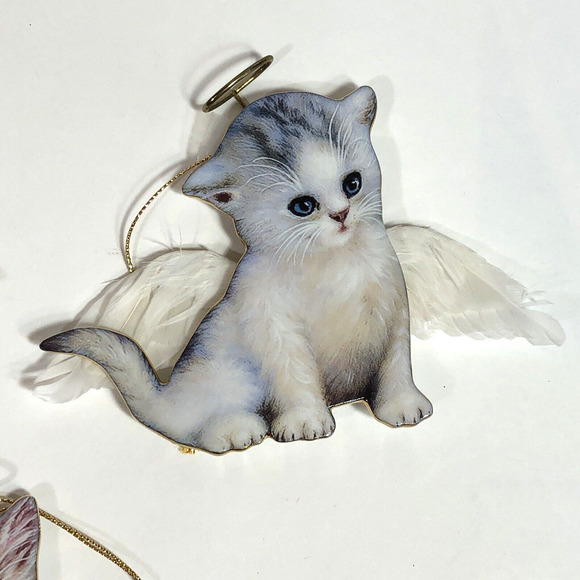 3 Purrfect Little Angels Kitten Ornaments Misty Fluffy Cat Bradford Editions - Picture 2 of 9